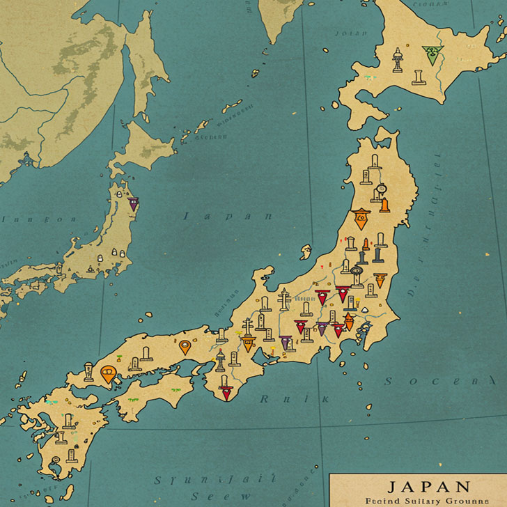 埋蔵場所を示す地図のイメージイラスト