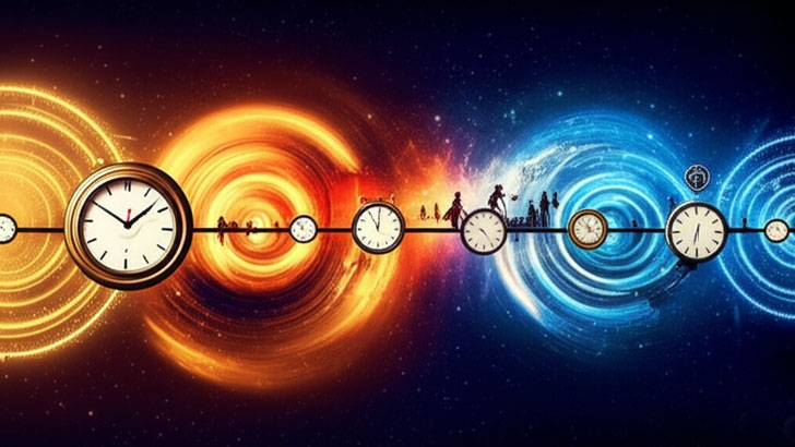 並行世界理論の概念図 - 時間軸が分岐していく様子