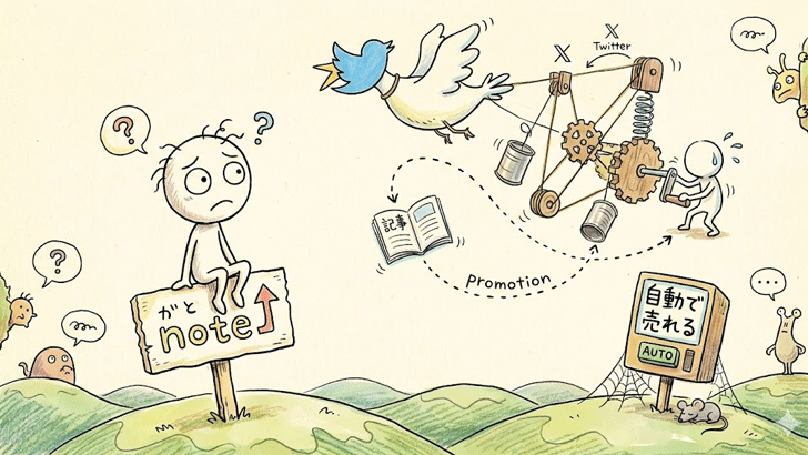 【悲報】noteをX(Twitter)で宣伝している時点で、あなたの記事は一生「自動」では売れません